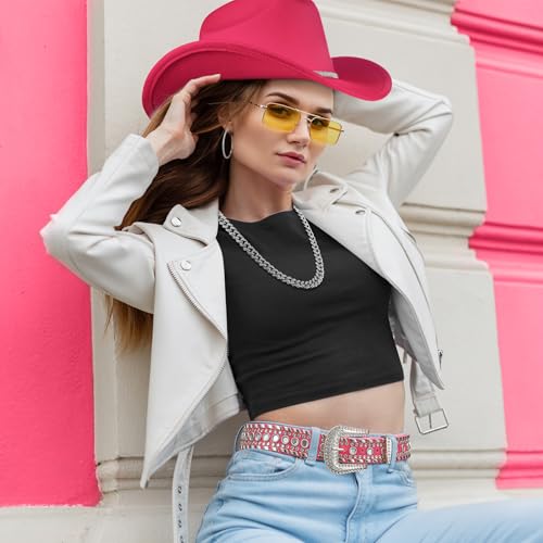 Image of Tisancy 4 Pcs Rhinestone Belt for Men Women Glitter Cowboy Hat Diamond Chain Earring Outfit for Party Supplies