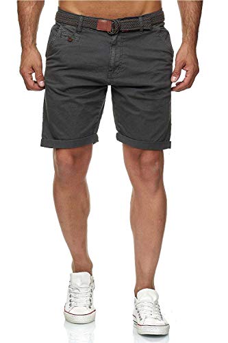 Indicode Conor - Bermuda da uomo con cintura, 100% cotone, vestibilità regolare Corvo M