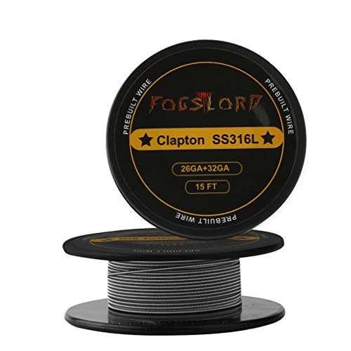 FogsLord Clapton Wire SS316L Heat Resistance Wire Spool Braided Electronic Coil 15 ft. AWG 26GA+32GA
