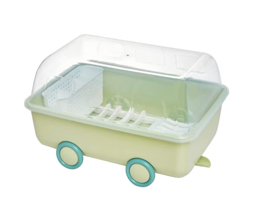 Azhkjkzh Light Green Dish Rack Dish Drying Rack With Swivel Spout With Lid Utensil Holder, For Kitchen Storage Cup And Drainer For Small Kitchen(Light Green)