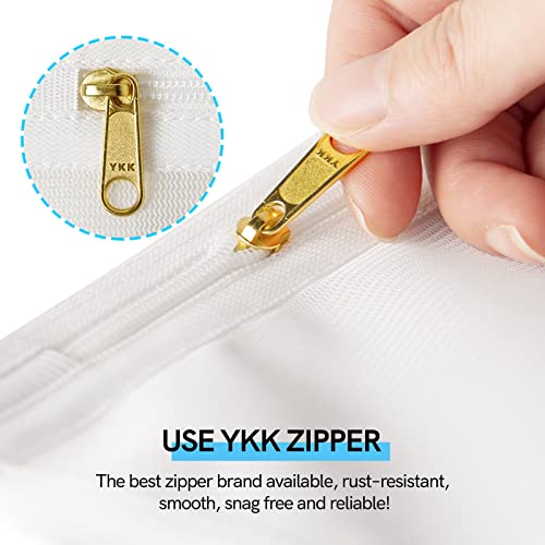 Tenrai Delicates Laundry Bags, Bra Fine Mesh Wash Bag For Underwear, Lingerie, Bra, Pantyhose, Socks, Use Ykk Zipper, Have Hanger Loops (White, 1 Large & 1 Medium) #TOP3