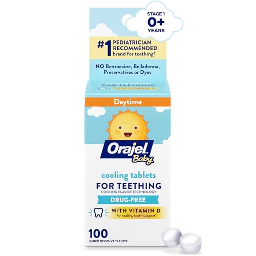 orajel baby cooling tablets for teething with vitamin d 100 quick dissolve tabletswhite