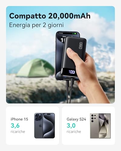 INIU Power Bank, 20000mAh 22,5W Powerbank Ricarica Rapida, USB C Input & Output Caricatore Portatile PD3.0 QC4.0 Powerbank per iPhone 17 16 15 14 13 12 Pro Max Mini Plus Samsung S23 S22 iPad etc - Immagine 1