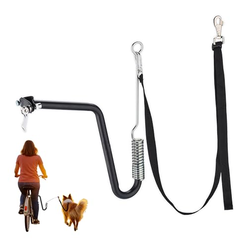 Relaxdays Fahrradleine Hund, Hundestange für Fahrrad, Hundeleine mit Abstandshalter & Feder, Hände frei, schwarz/Silber