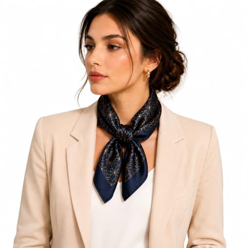 Image of Satin Square Head Scarf for Women, Floral Printed