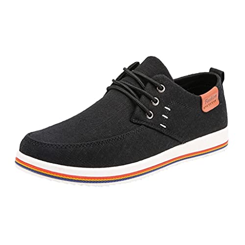 Men's Canvas Shoes-RQWEIN Korean Fashion Casual Shoes Sports Shoes Outdoor Sneakers Daily Shoes Casual Board Shoes Black