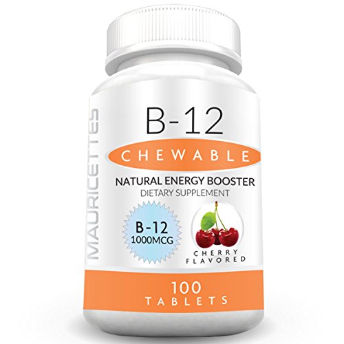 Vitamin B12 Methylcobalamin 1000 mcg Supplement - 100 Chewable Cherry Sublingual Methyl B-12 Tablets for a Natural Energy & Metabolism Booster