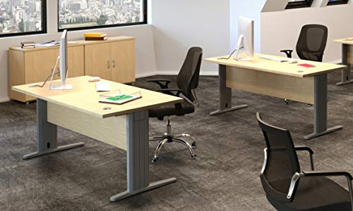 Mesa de Oficina. Euro 3000. Color Haya. 120x80 cm. Patas en T de Metal.