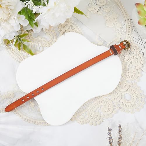 Pulsera sencilla de cuero genuino ajustable con hebilla de aleación miniatura 4