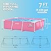 INTEX Metal Frame 7 ft x 5 ft x 23.5 in Above Ground Pool Set, Rectangular Swimming Pool with Steel Frame