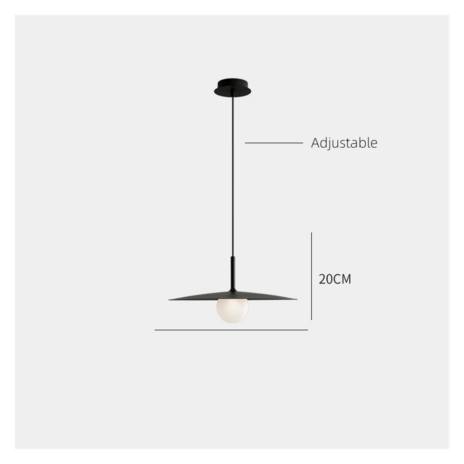 Nordycki, minimalistyczny styl przemysłowy lampa wisząca w kształcie UFO, idealna do wnętrz, baru, jadalni, stołu, salonu, sypialni (czarny, ciepłe światło, średnica 25 cm