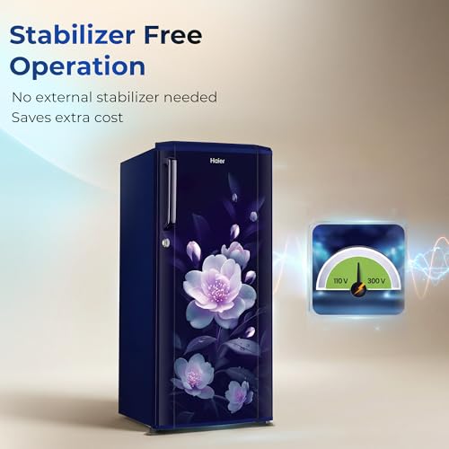 Image of Haier 165 L 1 Star Direct Cool Single Door Refrigerator with Diamond Edge Freezing Technology, Easy Clean Back, Large Vegetable Box (HED-171MEA-P, Marine Elegance, 2026 Model)