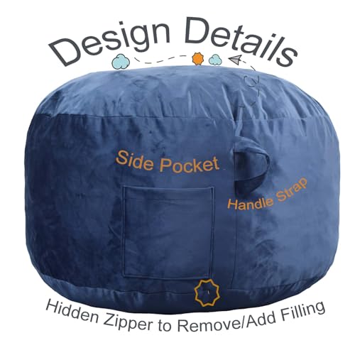 Image of Bean Bag Chairs, Memory Foam Stuffing Bean Bag Chair for Adults /Teens /Kids, Velvet Lazy Sofa Furniture with Removable High-Rebound Memory Foam for Living Room Bedroom College Dorm