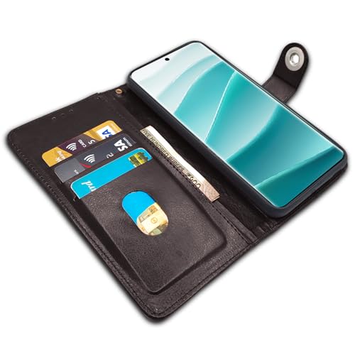 Image of Pikkme Flip Cover Leather Finish | Inside TPU with Card Pockets | Wallet Stand and Shock Proof | Complete Protection Button Flip Case for Redmi Note 14 Pro /Redmi Note 14 Pro Plus 5G(Coffee)