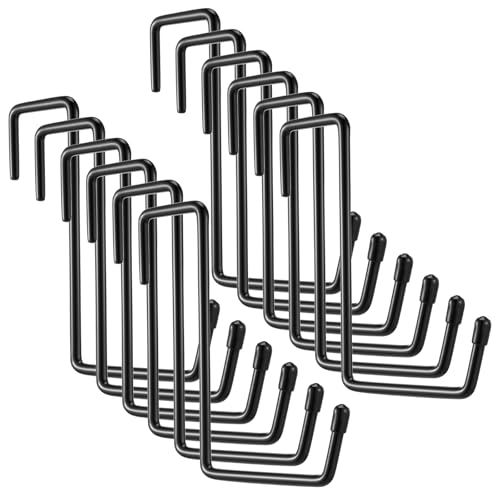 12 Pack Heavy Duty Rafter Hanger Hooks Vinyl Coated Garage Ladder Hanger Large S Hook Storage Organizer Bicycle Hooks for Organizing Garden Tools Ladders Hoses Ropes and More Equipment(Black)