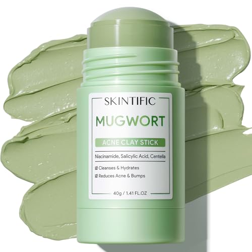 SKINTIFIC Mugwort Clay Stick Mask for Face, Redness Soothing & Breakout Control with Centella and...