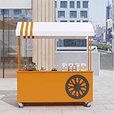 【Design accattivante del tettuccio】Il design a righe del tettuccio di questo espositore mobile per alimenti è studiato per farlo risaltare in luoghi affollati, offrendo sia un aspetto estetico gradevole che protezione per i prodotti dalla luce solare diretta e dalla pioggia leggera