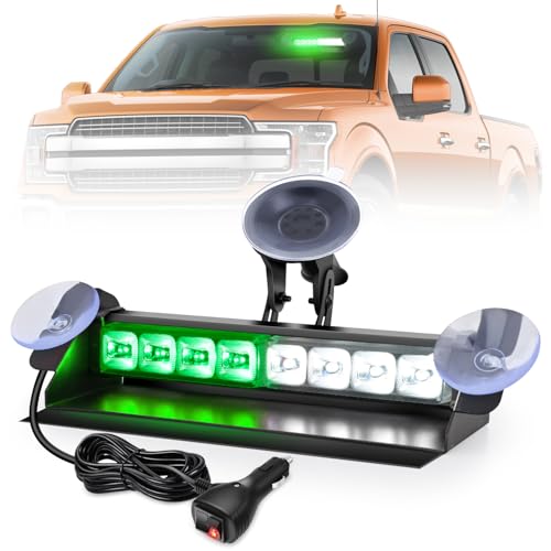 Image of Nilight 8LED Green White Traffic Advisor Strobe Light Bar Hazard Safety