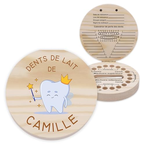 LAUBLUST Boîte à dents personnalisée avec prénom - Boîte à dents avec la fée | Cadeau pour garçons et filles - Boîte à dents de lait &amp; boîte en bois pour dents à poser en souvenir pour enfants