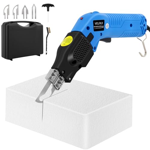 Foam Cutting Machine Electric hot Knife, Equipped with 4 Blades and air Cooling System, 0-600 ℃ hot Wire, Adjustable Temperature, Applicable to EPS, XPS and Other Materials