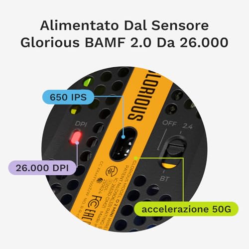 Model O 2 Mini Wireless Gaming Mouse - superlegg. 57 g, 210 h batteria, dual wireless 2,4 GHz, Bluetooth 5.2, sensore ottico 26.000, 80M di clic, 6 tasti programmabili, sparatutto - Nero - Mouse gaming - Immagine 6