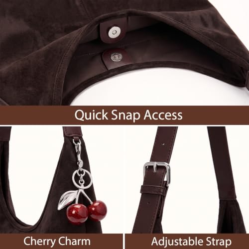 Image of Slouchy Suede Hobo Bag Brown Faux Suede Purse Large Fall Shoulder Bag