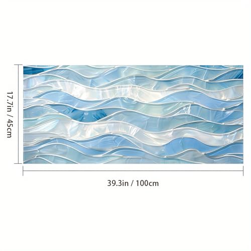 HOMETITUTE Blue Wave Glass Window Film 39.3x17.7 Inch Decorative Static Cling Window Covering Privacy Mosaic Design Bathroom Door Sunlight Filter Reusable Film for Kitchen Office Entryway - Cosy Home Interiors HOMETITUTE Blue Wave Glass Window Film 39.3x17.7 Inch Decorative Static Cling Window Covering Privacy Mosaic Design Bathroom Door Sunlight Filter Reusable Film for Kitchen Office Entryway - Image 4