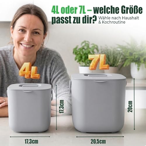 YourCasa Biomülleimer Küche 4L - Komposteimer mit herausnehmbarem Sieb & Deckel - geruchsdicht… – Ansicht 3