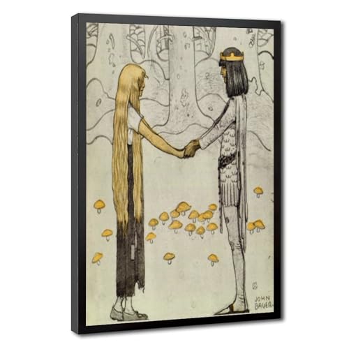 Impression sur toile John Bauer de qualité premium avec cadre de suspension mural