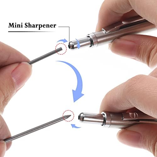 Full Metal Mechanical Pencil 2.0 mm Mechanical Lead Holder Clutch Pencil Artist Mechanical Pencils for Drawing, Sketching, Architecture Drafting