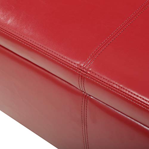 Christopher Knight Home Glouster Pu Storage Ottoman, Red 17. 50D X 51. 25W X 16. 25H #TOP4