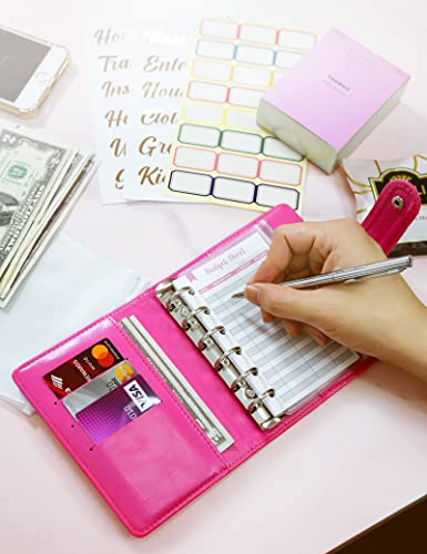 Zreal A7 Budget Binder With 12 Cash Envelopes, Money Organizer For Cash, Hot Pink Mini Binder Wallet For Cash Stuffing Binder, Money Saving Book, Cash Envelopes For Budgeting #TOP7