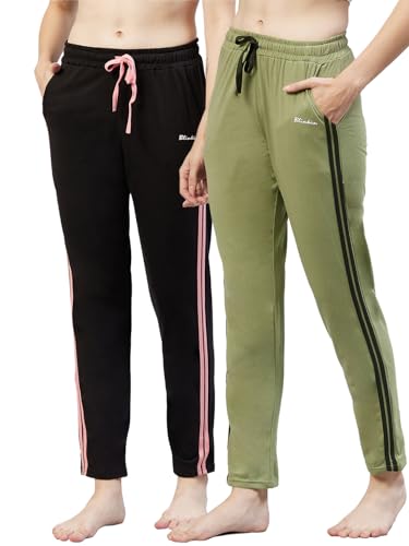 Image of BLINKIN Women Cotton Stribed Casual Style Pyjamas|Lowers With 2 Side Pockets : Ideal For Night Wear & Comfort Wear - The Ultimate Relaxed Fit Track Pants (Combo-608)