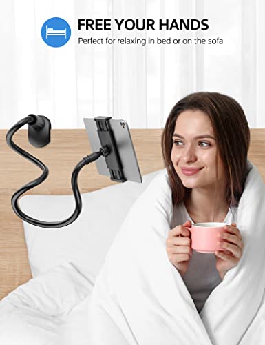 Image of Rupoku Gooseneck Tablet Holder Phone Stand, Flexible Tablet Stand, 360 Adjustable Lazy Arm Holder Clamp Mount Bracket Bed for 4.0~10.5 inch iPad Air Mini, Galaxy Tabs, iPhone, Switch, Kindle Fire, etc