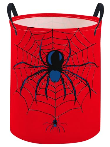 Image of ESSME Kids Laundry Basket,Spider Hamper Collapsible Canvas Waterproof Storage Bin for Boys, Cute Hamper,Gift Baskets(Red spider)