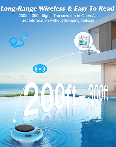 Image of Solar Pool Thermometer Floating Easy Read, Digital Thermometer Wireless