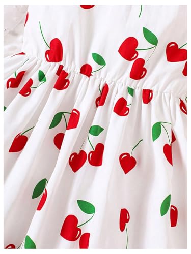 GORGLITTER Girl's Cherry Dress Cute Summer Graphic Print Ruffle Flowy Sleeveless V Neck Strappy Cami Peplum Mini Dress4