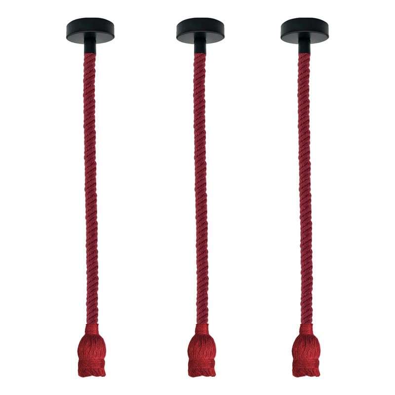 LEDSone Vintage Hemp Rope Hanging Lamp Retro Industrial Rope Pendant Light with E27 Holder - 3 Pack