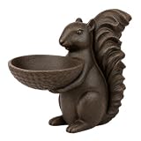Comfy Hour 8.5" Squirrel with Acorn Bowl Decorative Bird Feeder, Artisan Crafted Wildlife Statue for Outdoor Garden & Home, Rustic Bronze Style Patio Decor, Polyresin Ornament, 1 Piece
