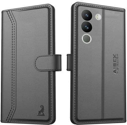 Image of AIBEX Compatible for Oppo A79 5G Flip Cover Leather Finish | Inside TPU with Card Pockets | Wallet Stand | Complete Protection Flip Case - Black