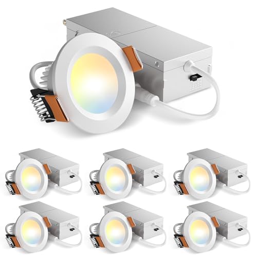 Amico 6 Pack 2 Inch 5CCT Canless LED Recessed Ceiling Light