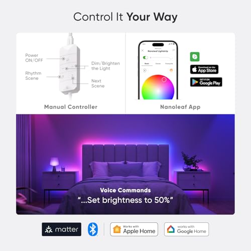 Nanoleaf NF085K03-5ALS Essentials Matter Bluetooth & Wifi Smart Multicolor Led Lightstrip 200 Inch Smarter Kit  thumb #6