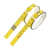 2 Packs Steel Self-Adhesive Measuring Tape, Right to Left Reading 100cm or 39-Inch Imperial and Metric Ruler Tape, 1/2-Inch Peel and Stick Tape Measure for Woodworking, Saw, Drafting Table, Yellow