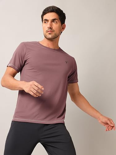 Image of TECHNOSPORT Men's Slim Fit Polyester Activewear Sports T-Shirt with Moisture-Wicking Comfort for Workout, Running & Gym