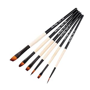 Walory verf kwasten, 6 stks/set Multifunctionele Kunstenaar Verfborstels Set Houten Handvat Nylon Haar Penseel Kunstbenodigdheden voor Aquarel Olie Acryl Gouache Nagel Gezicht Tekenen Schildere