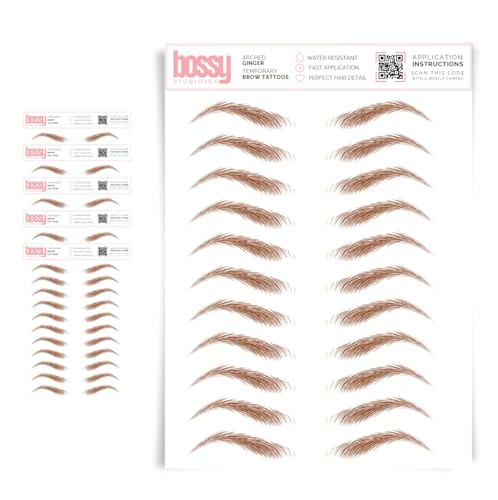 Temporary eyebrow tattoos set with natural-stroke shapes