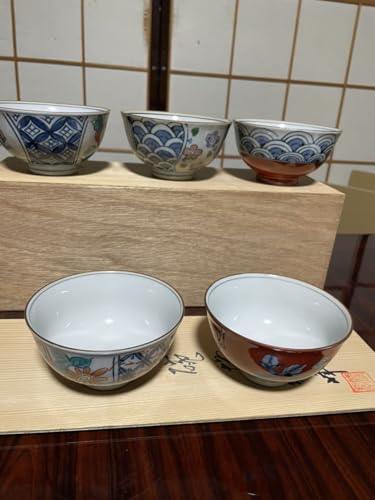 城峰 飯茶碗有田焼 5客 染付茶碗日本伝統の和食器 伝統工芸 陶器 ファミリー食器 キッチンアクセサリー 家族