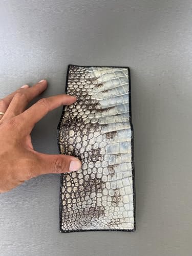 Genuine Crocodile Leather Wallet for Men, Premium alligator Skin Bifold Wallet, Handcrafted Luxury Men's Wallet, exotic skin wallet for men (Belly: double side natural skin)3