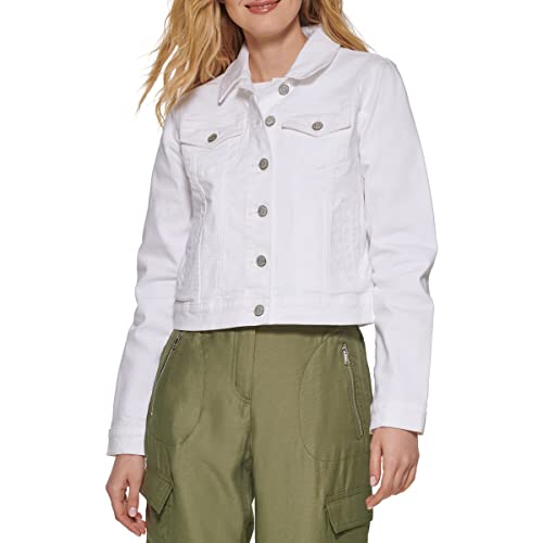 DKNY Women's Denim Cropped Button Up Jacket
