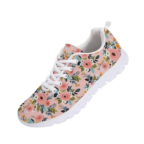 Modysero Womens Shoes for Sports Travel Fall Non Slip Womens Tennis Shoes Graphic Print Lace Up Walking Sneakers